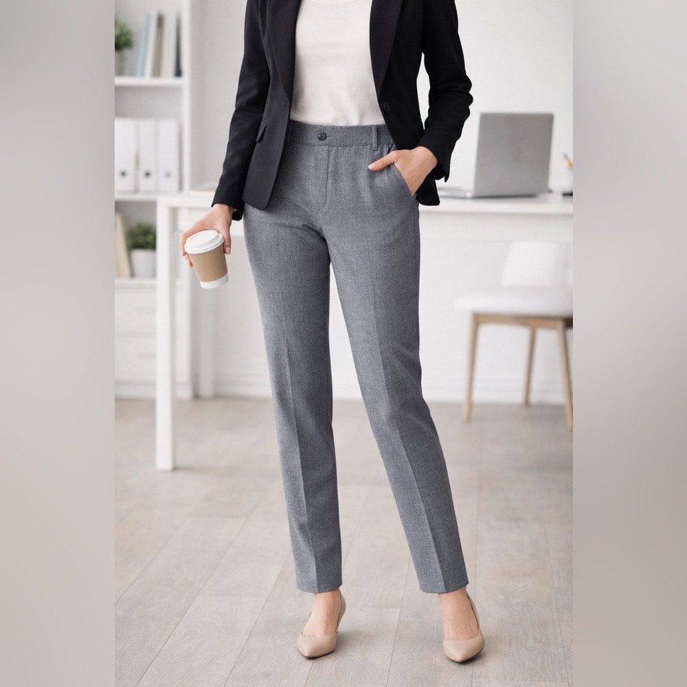 Betabrand Dress Pant Yoga Pants Gray Straight Leg Size M